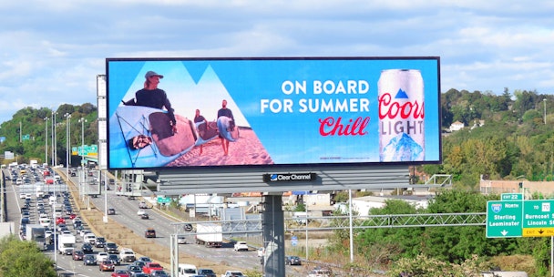 Coors Light OOH ad with the writing 'on board for summer chill'