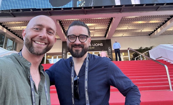 Benjamin Fishlock of Global Street Art and System1's Andrew Tindall at Cannes Lions