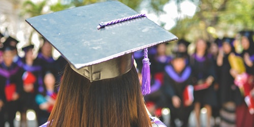 A woman at a graduation ceremony