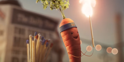 carrot lighting a match