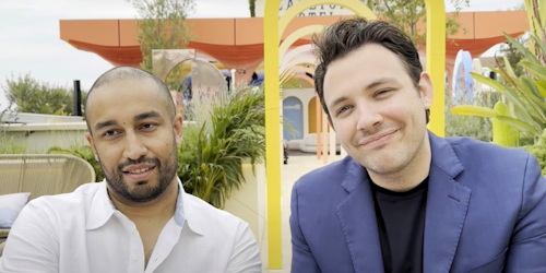 Tusar Barik of LinkedIn sitting next to Canadian filmmaker Ben Proudfoot