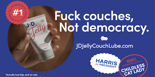 title card that says "fuck couches, not democracy"