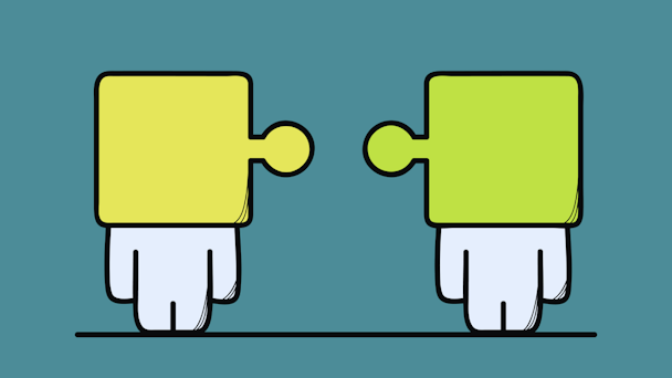 Illustration of figures with puzzle piece heads